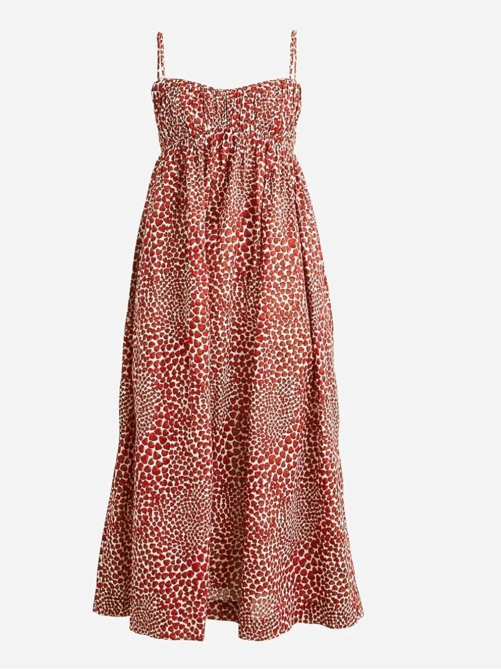 J. Crew Empire Waist Midi Dress In Strawberry Swirl Print Sleeveless Sz 2X